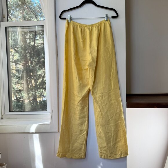 DONNI The Linen Simple Pants in Sunny Yellow Medium - Picture 5 of 8